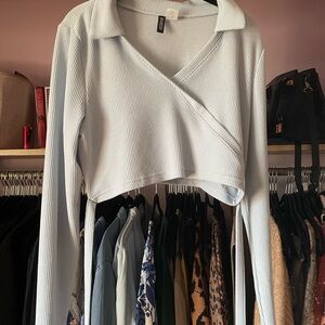 H&M Light Blue Ribbed Crop Top